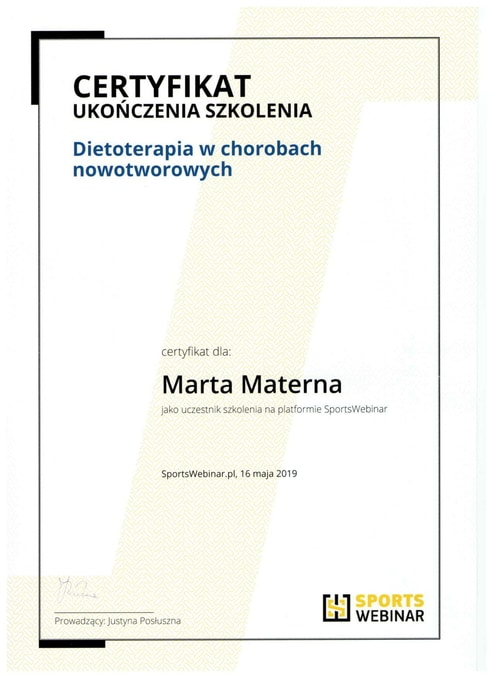 Certyfikat Nowotwory