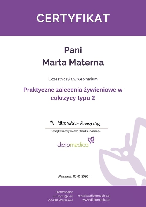 Certyfikat Cukrzyca