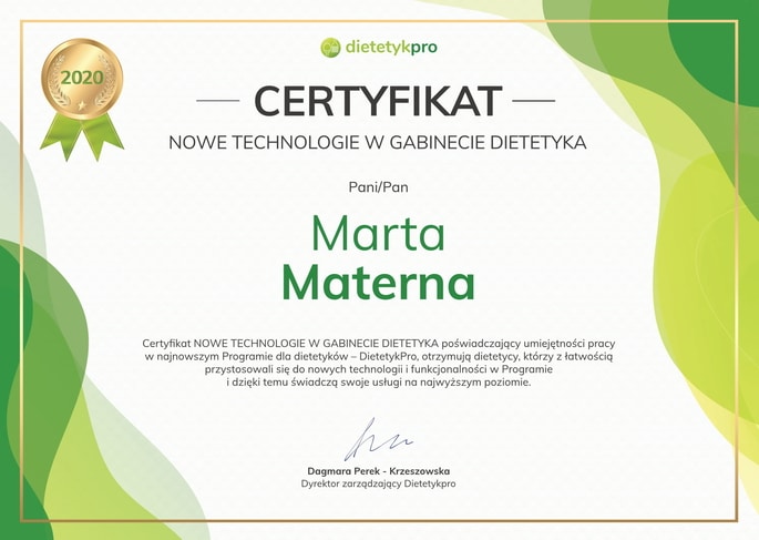 Certyfikat Dietetyk Pro