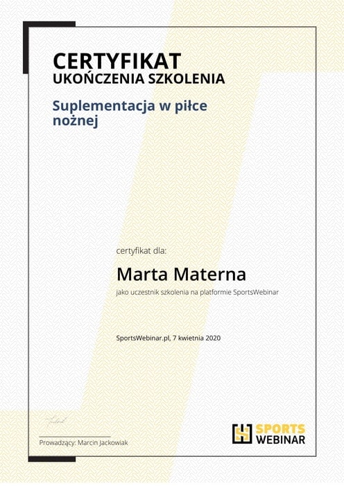 Certyfikat Piłka Nożna