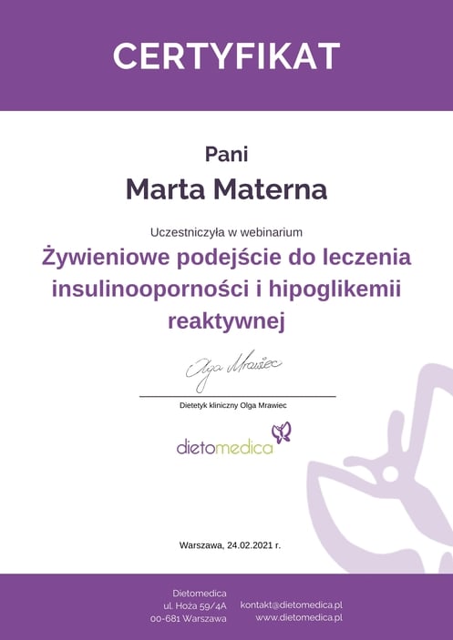 Certyfikat Hipoglikemia