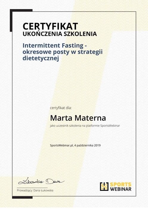 Certyfikat Intermitent Fasting