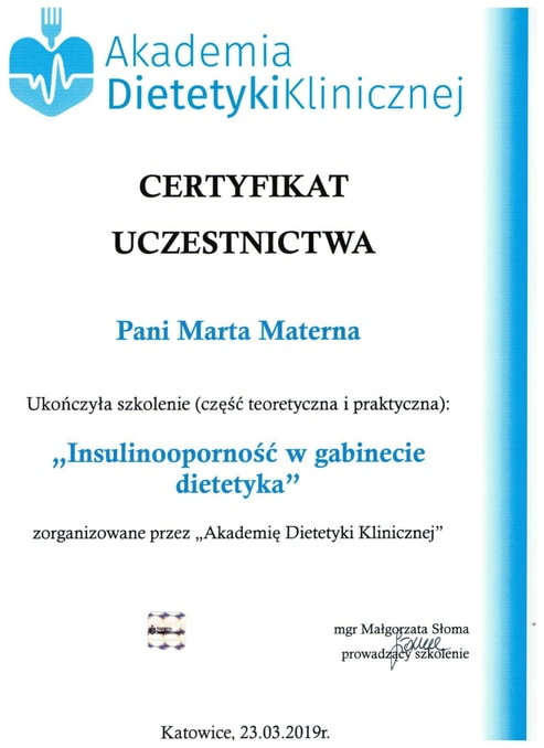 Certyfikat Insulinooporność
