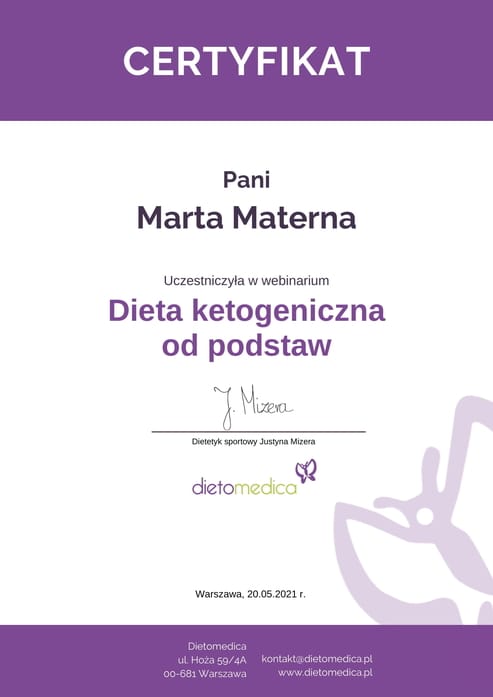 Certyfikat Dieta Ketogeniczna
