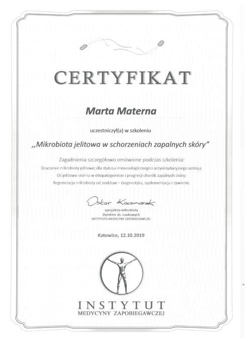 Certyfikat Mikrobiota