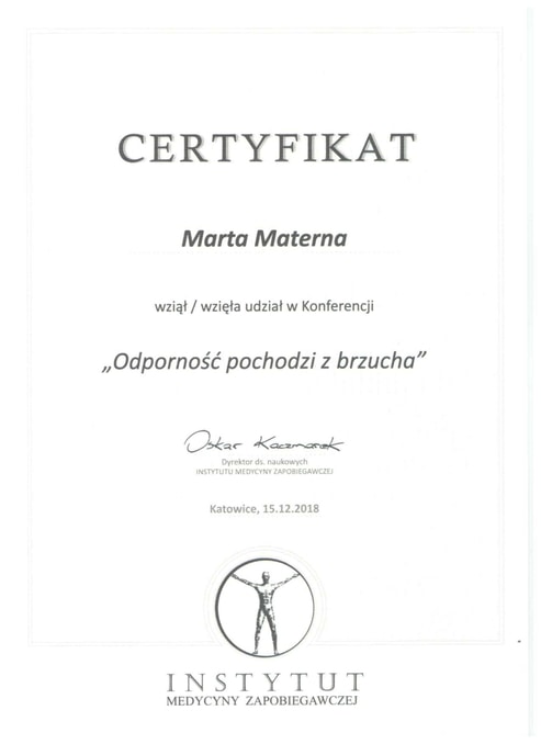 Certyfikat Odporność