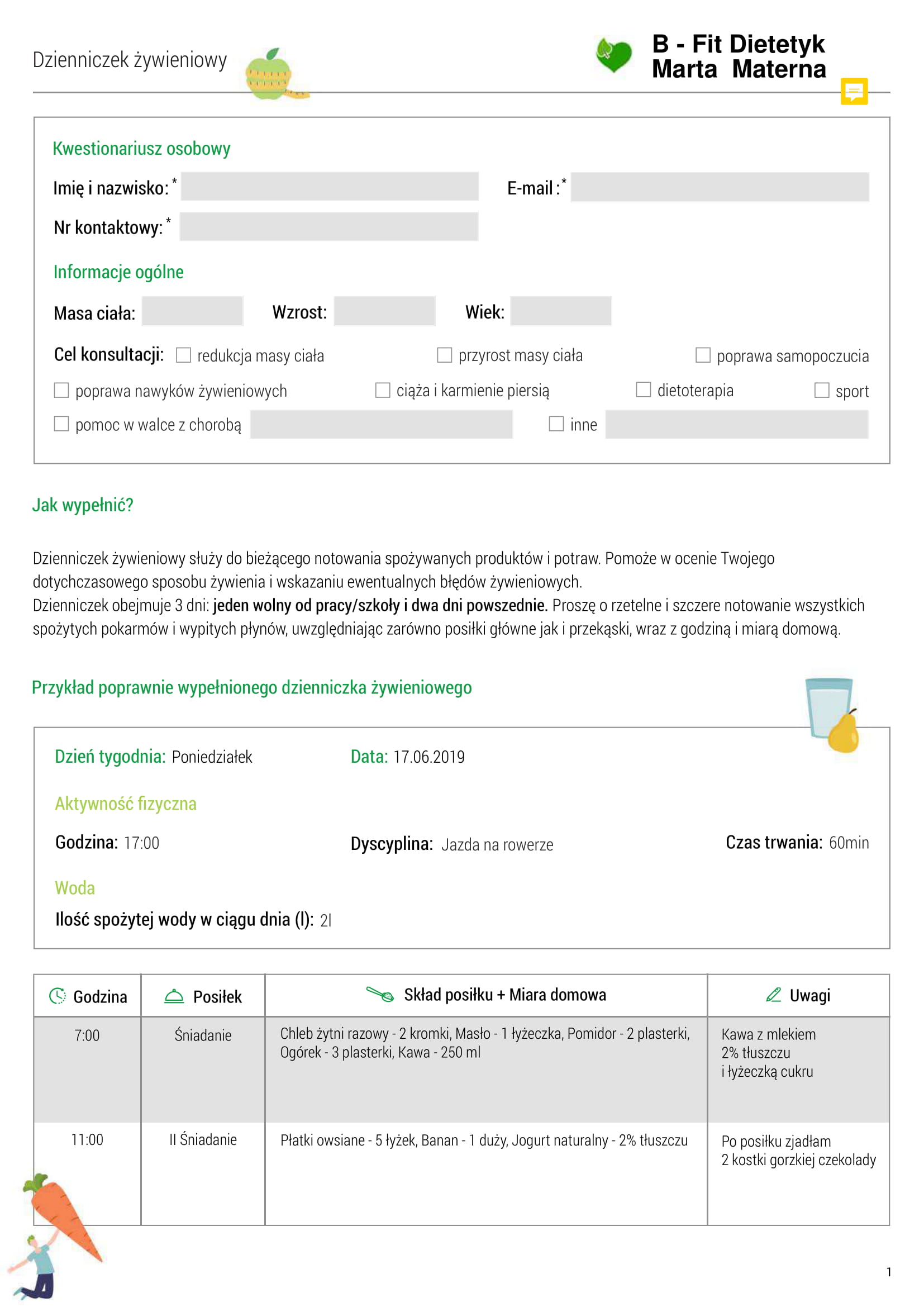 Dziennik żywieniowy